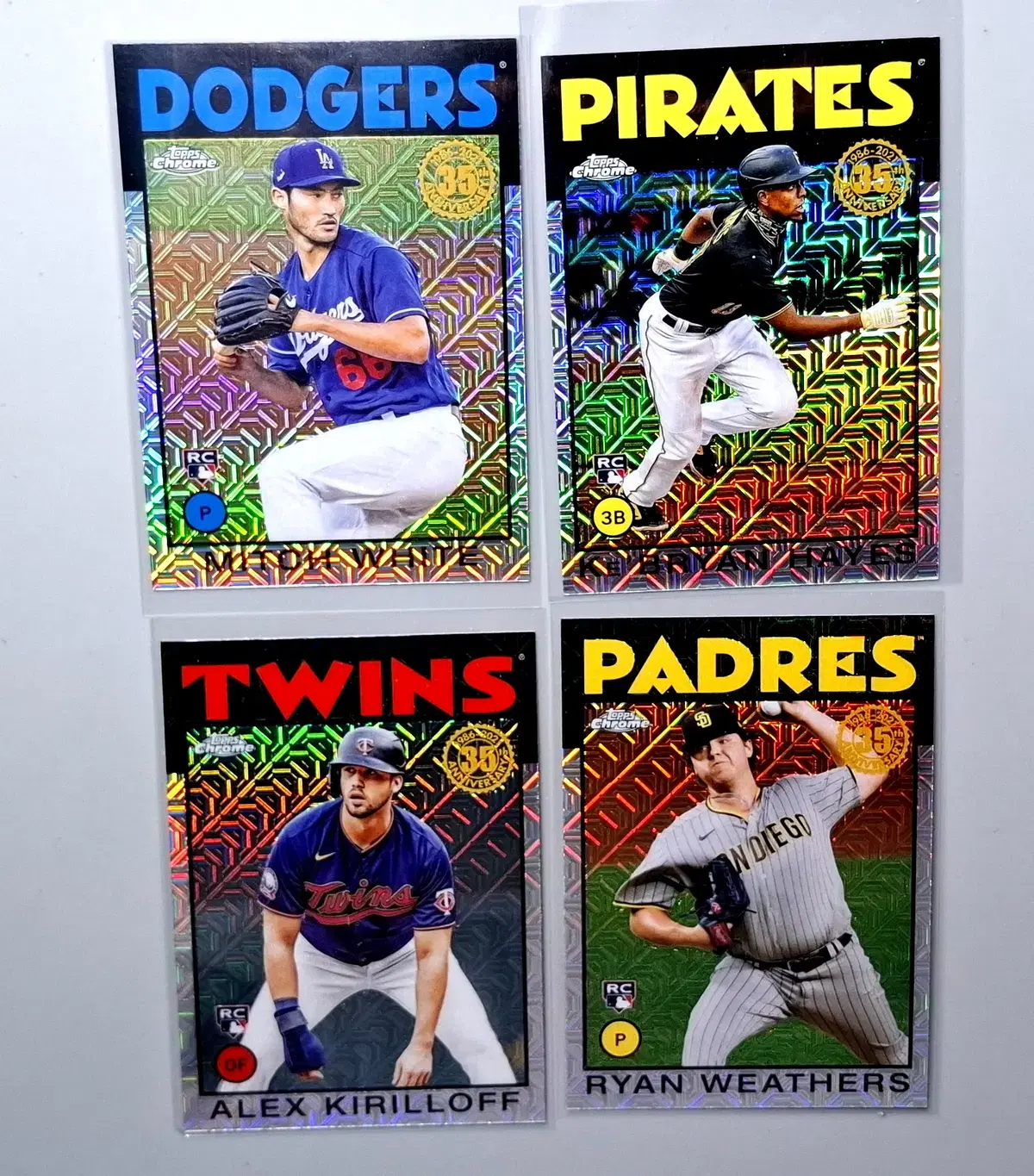MLB 루키 실버팩 4장 묶음 키브라이언 헤이스, 미치화이트, 키릴로프, 웨더스 2021 탑스크롬
