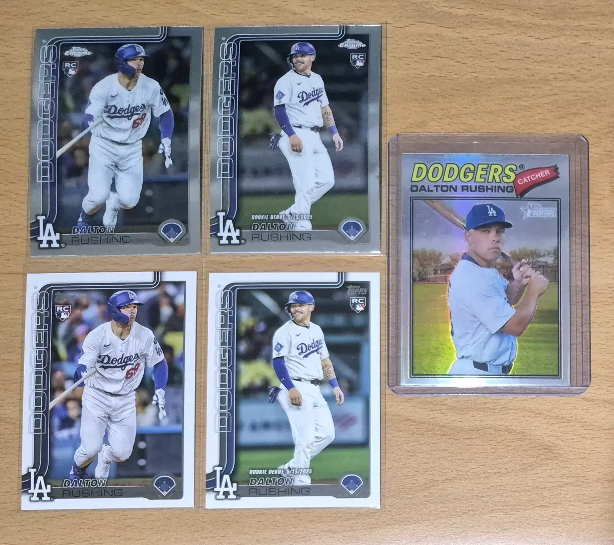 MLB 탑스크롬, 헤리티지 LA다저스 달튼 러싱카드 5장랏 판매합니다.