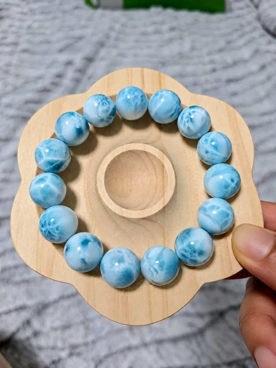 [새상품] 천연 원석 | 라리마 | Larimar | 팔찌 | 14.4mm | 현지 명품관 | 보증서 포함