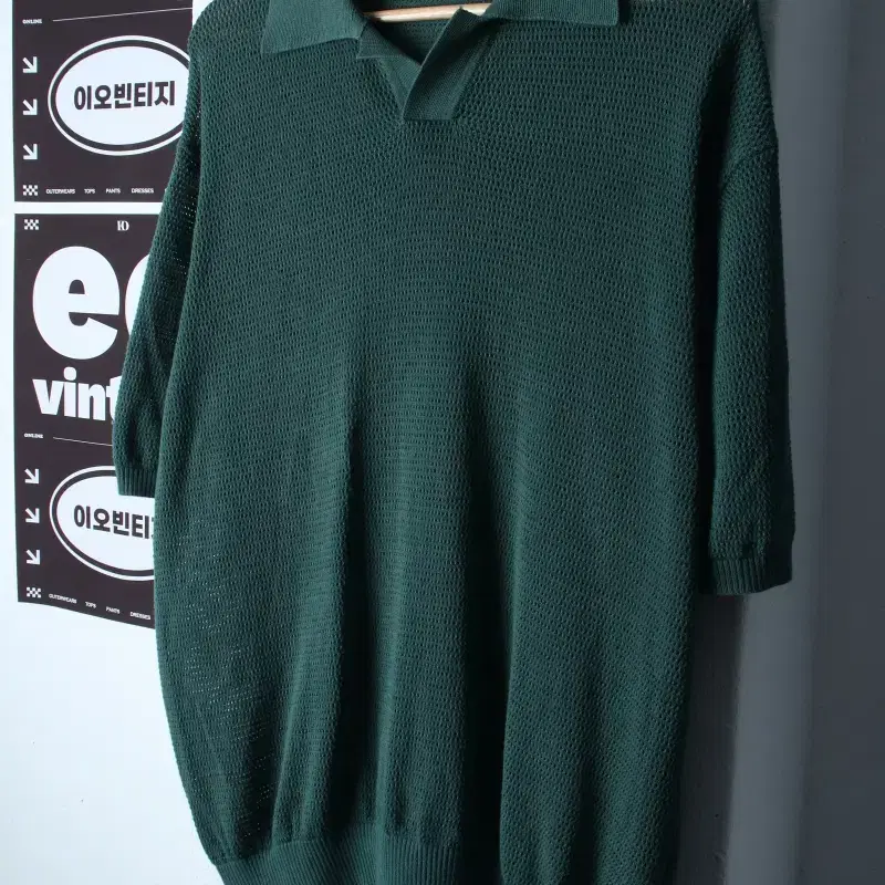 (M-2XL) 라퍼지스토어 반팔 카라 티셔츠 니트 브이넥-H35917