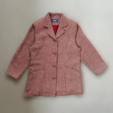 Jasmi Silk 하운드투스 테일러드 자켓 레드 계열