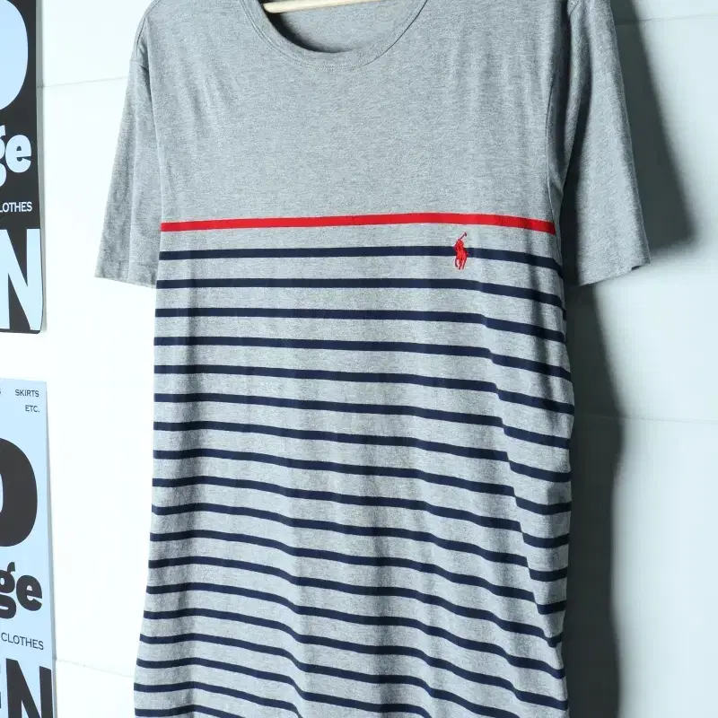 (L-XL) 폴로 랄프로렌 반팔 티셔츠 스트라이프 그레이-H35861