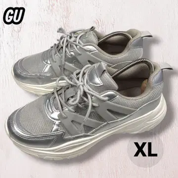 GU 볼륨 밑창 XL 24.5 실버 메탈릭 통굽 스니커즈