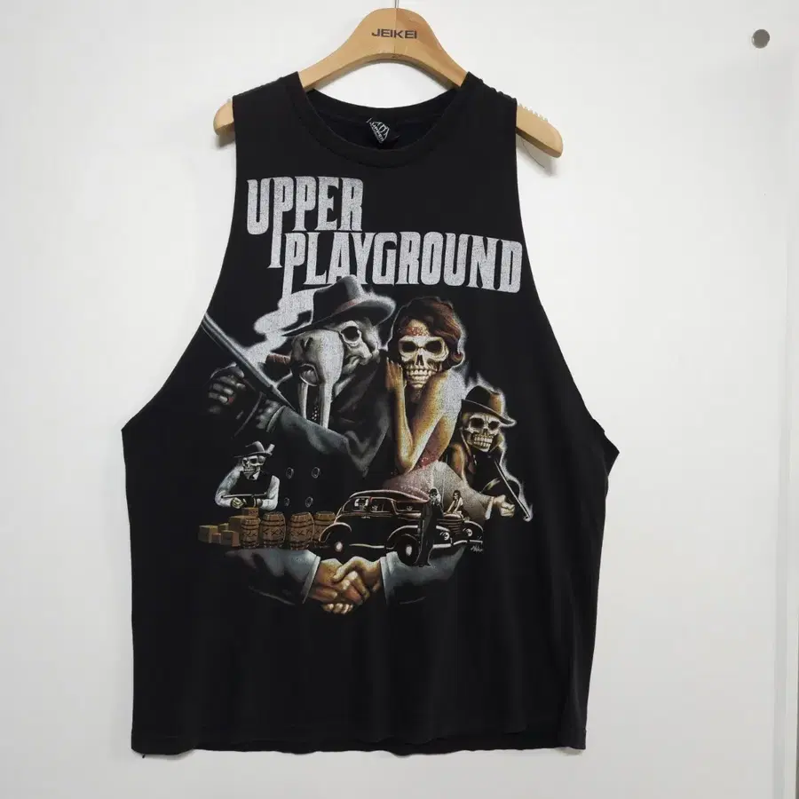 남녀공용 오버핏 UPPER PLAYGROUND 빈티지 그래픽 나시