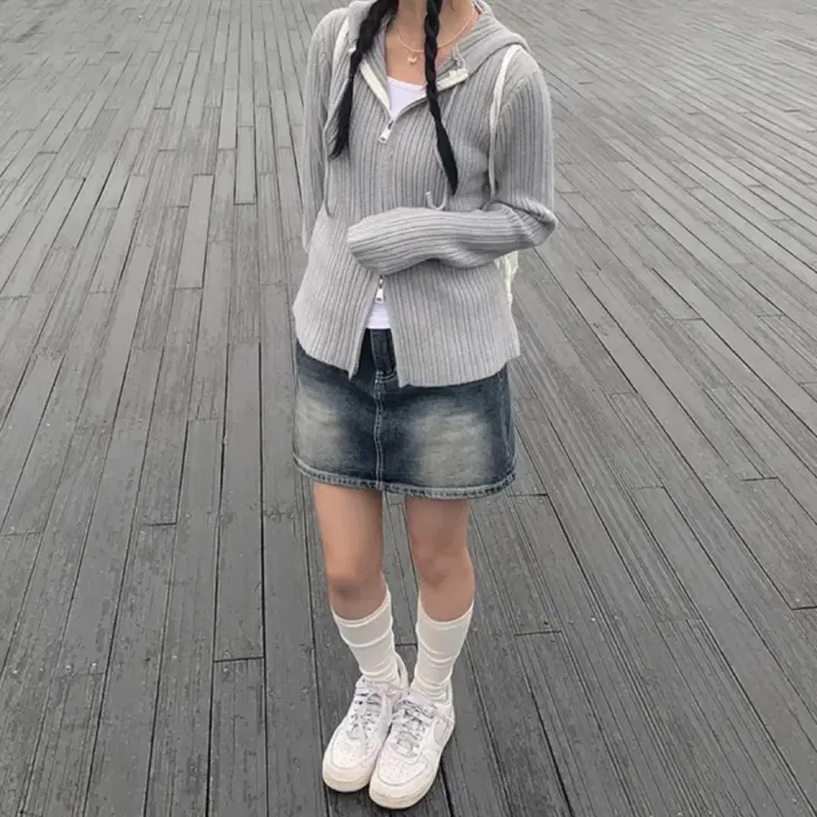 애니원모어 데님 미니 스커트