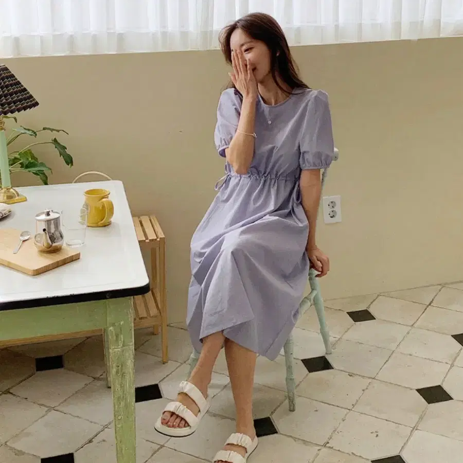여름 반팔 롱 원피스 소라 free