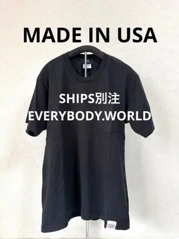 USA제 SHIPS 별주 EVERYBODY.WORLD 포켓 T셔츠 블랙