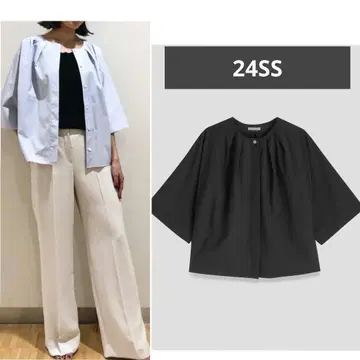 24SS 새상품급*띠어리 럭스 UV 컷 2way 블라우스/겉옷 블랙 38