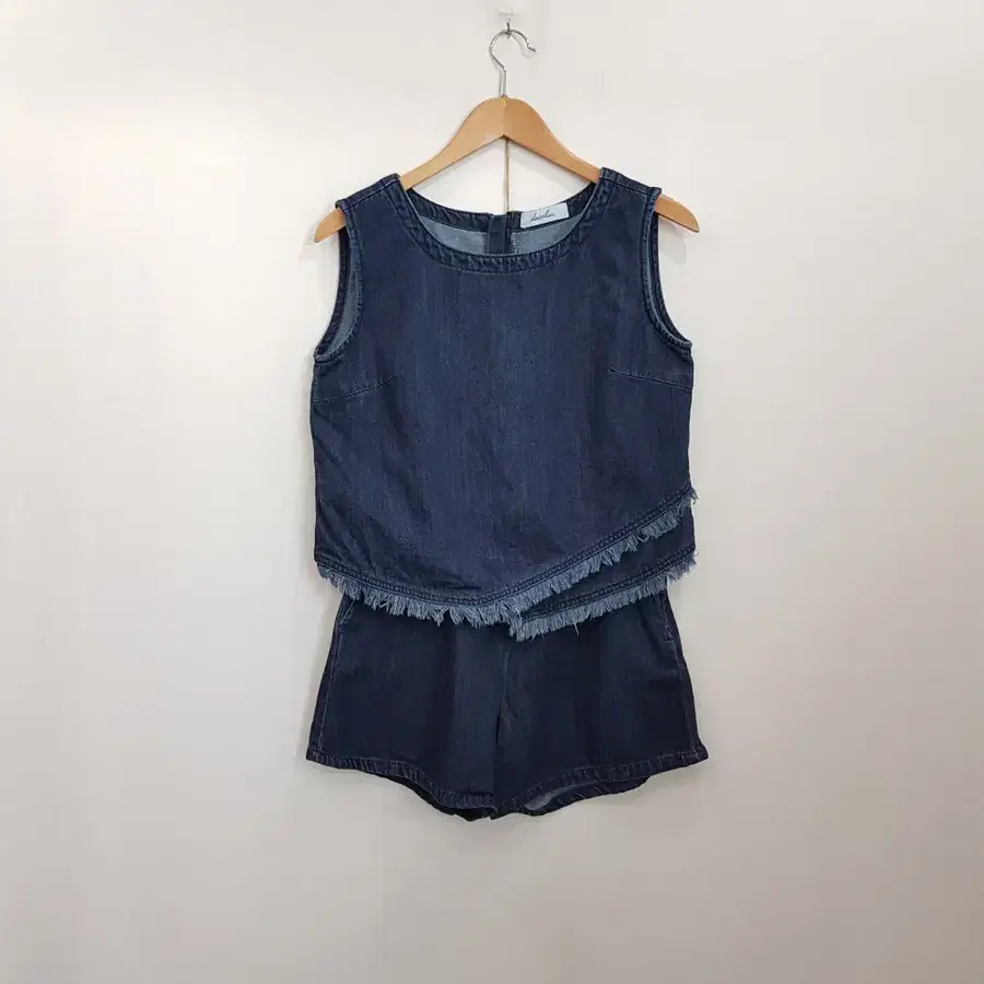 빈티지 진청 나시 반바지 데님 투피스 셋업 여M R608