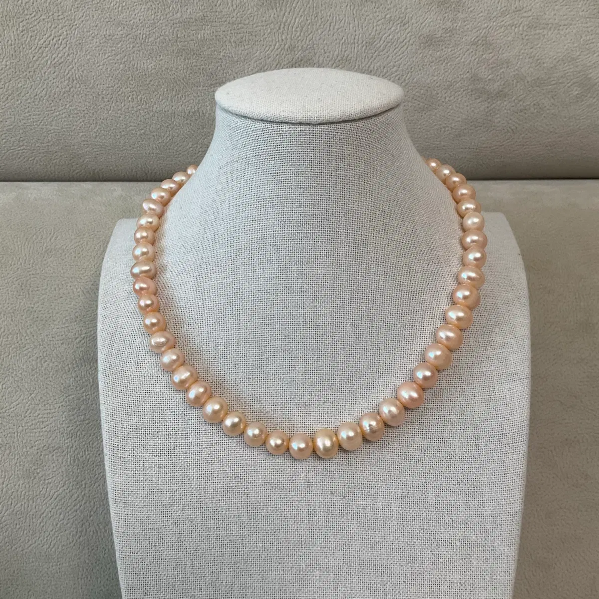 8-9mm 천연 담수진주 목걸이 / 피치핑크