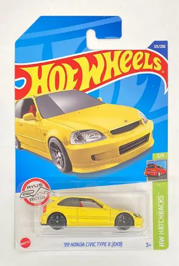 MATTEL HOTWHEELS HW HATCHBACKS 5/5 HHF11 '99 HONDA CIVIC TYPE R [EK9] 옐로우 125/250