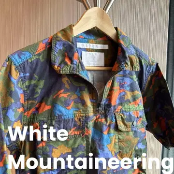White Mountaineering 카모플라주 패턴 하프 지퍼 셔츠