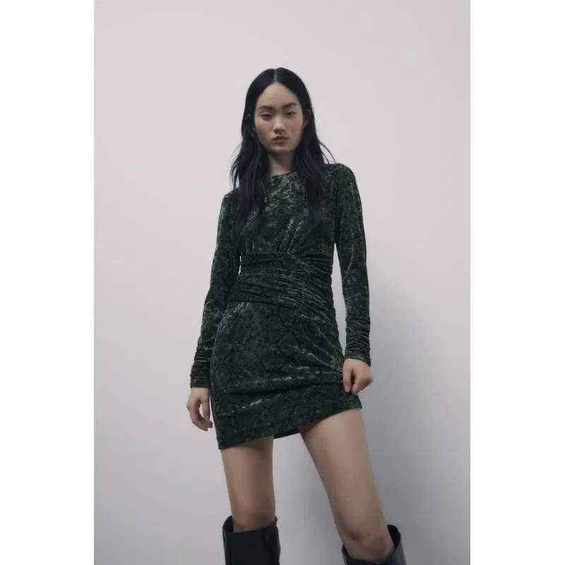 zara | 자라 벨벳 드레이핑 원피스