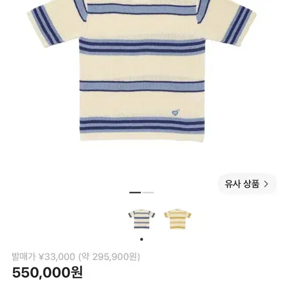 휴먼 메이드 스트라이프 숏슬리브 니트 블루