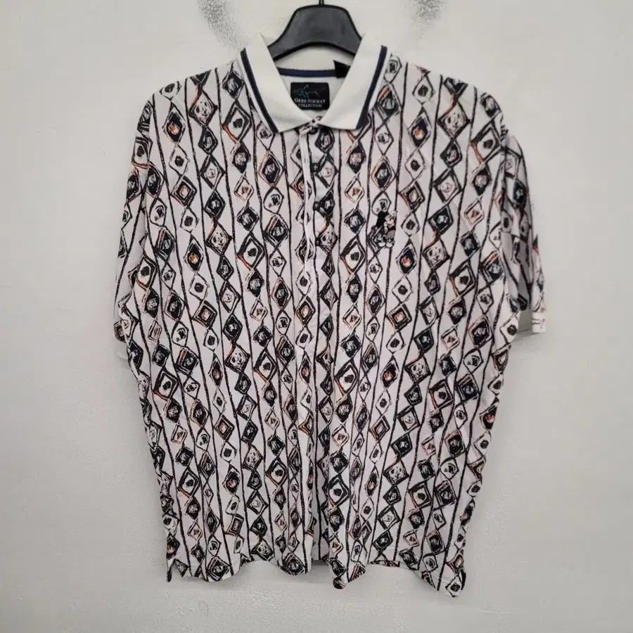 [110/XXL] GREG NORMAN 네이티브 패턴 반팔 카라티 / USA