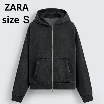 택 포함 미사용 새상품 ZARA 워시 가공 지퍼 사양 후디 S