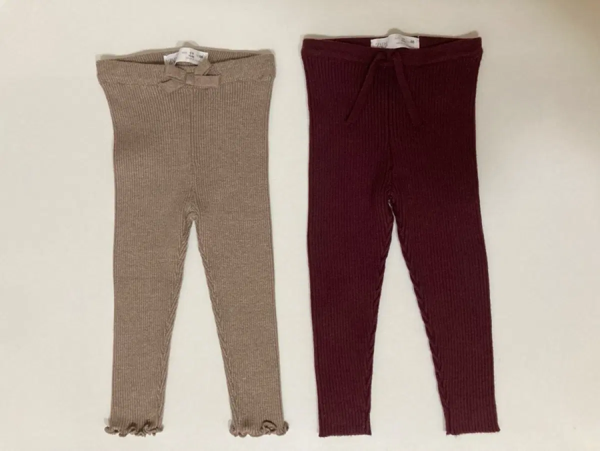 자라(ZARA) 키즈 베이비 리본 리브드 니트 레깅스 2color/ 86cm (새상품)