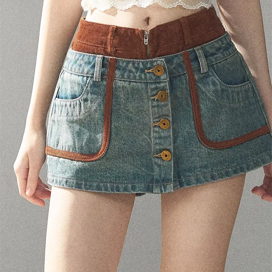 SHAOYEYAN 샤오예얀 아메리칸 코듀로이 데님 스커트