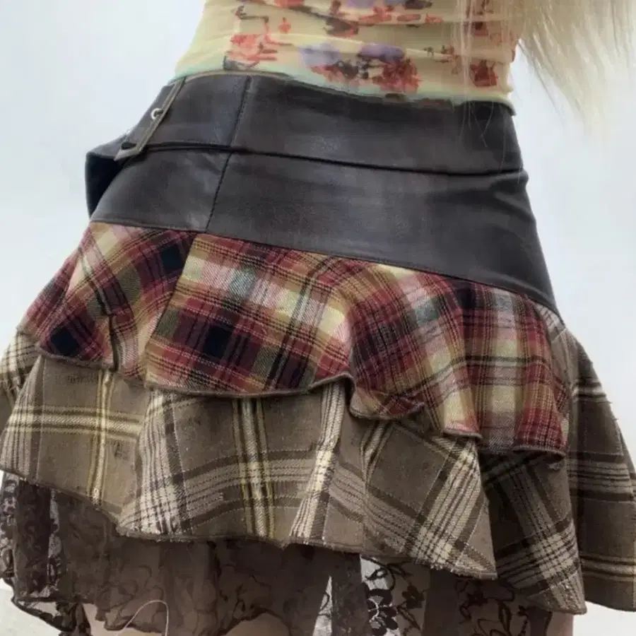 (high-quality) vintag check mix mini skirt 빈티지 체크 믹스 미니 스커트