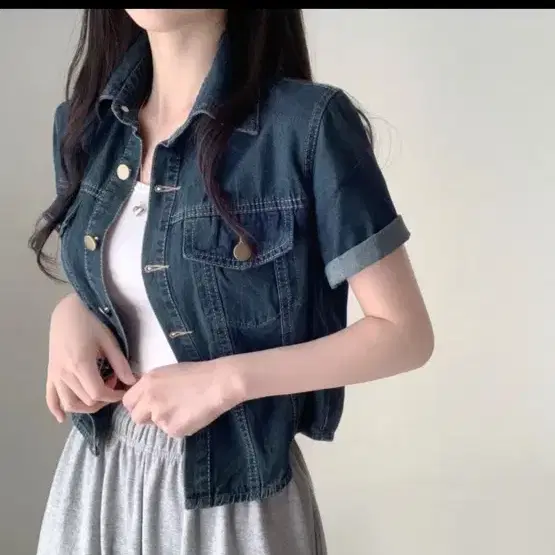 에이블리 반팔 청자켓