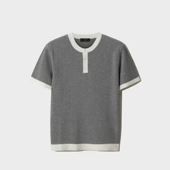 새상품, L) 코튼혼방 배색 헨리넥 스웨터 (WHITE)