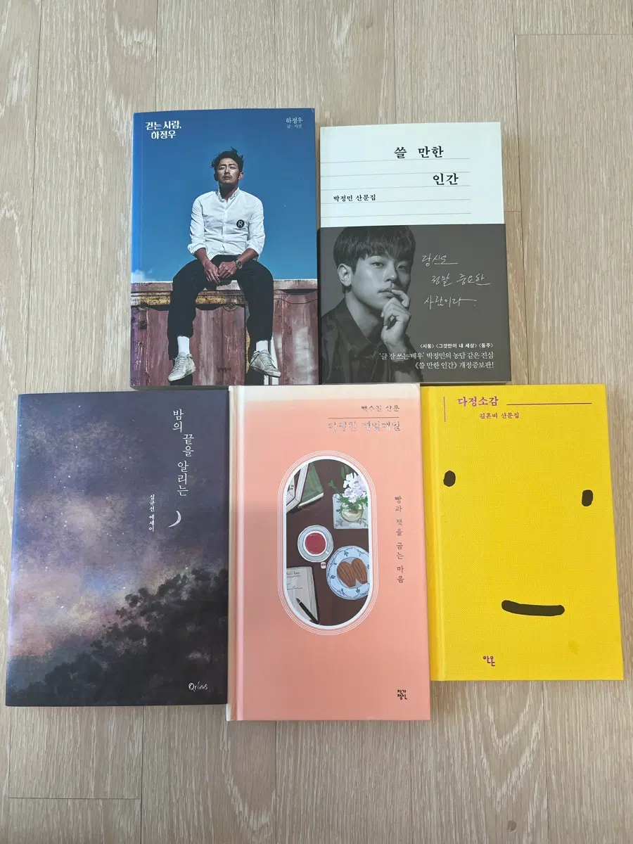 하정우 에세이 등 5권(걸음이멈추면풍경이보인다,밤의꿈을알리는,다정한매일매일,다정소감)
