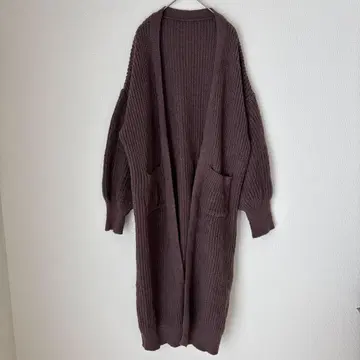 노브랜드 가디건 노카라 긴팔 리브 L 브라운 아크릴 데이트