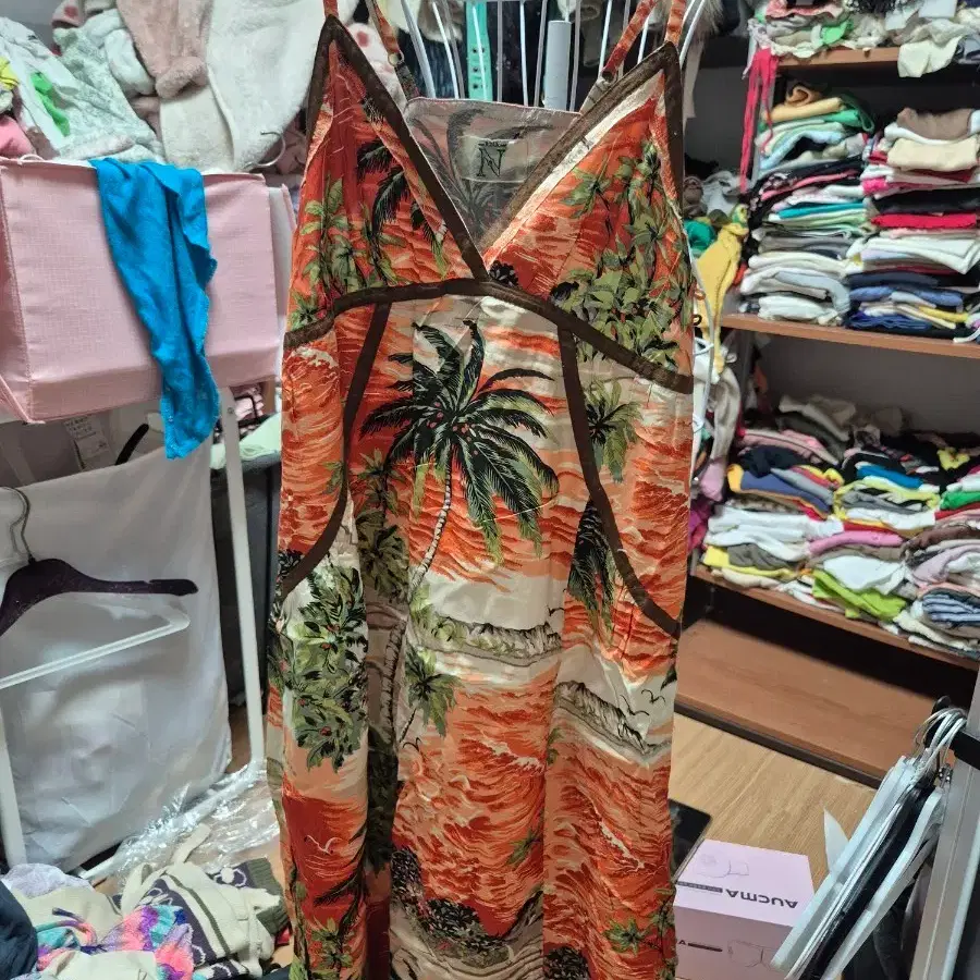 야자수 패턴 원피스 일본수입