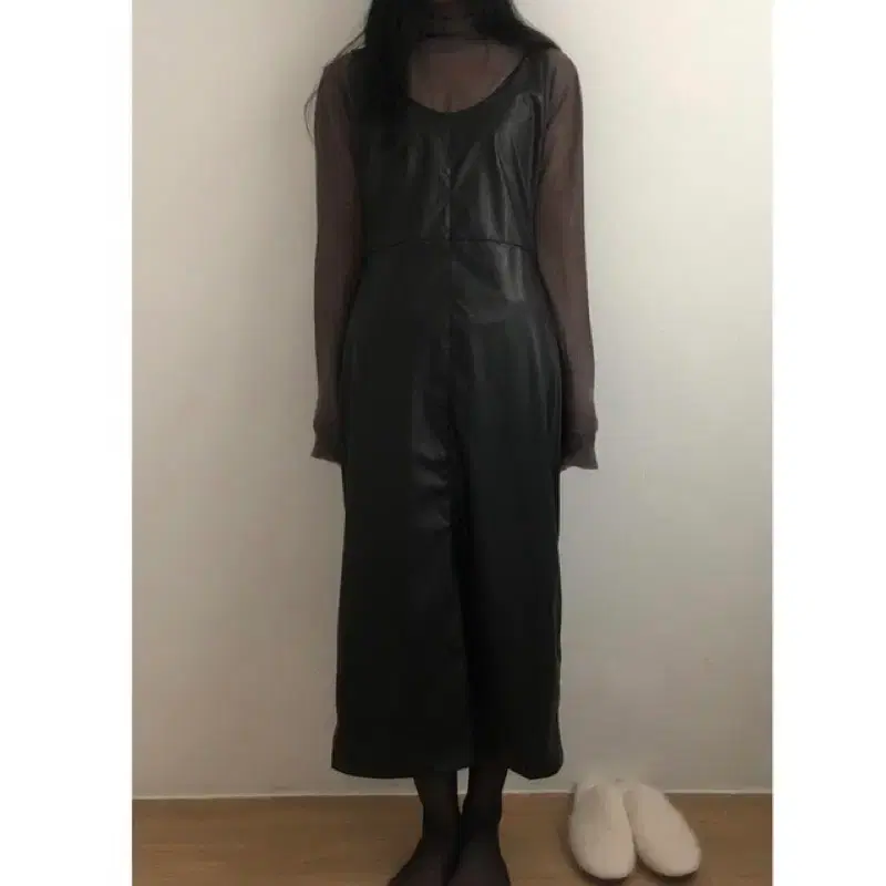 디에이디 레더 롱 원피스