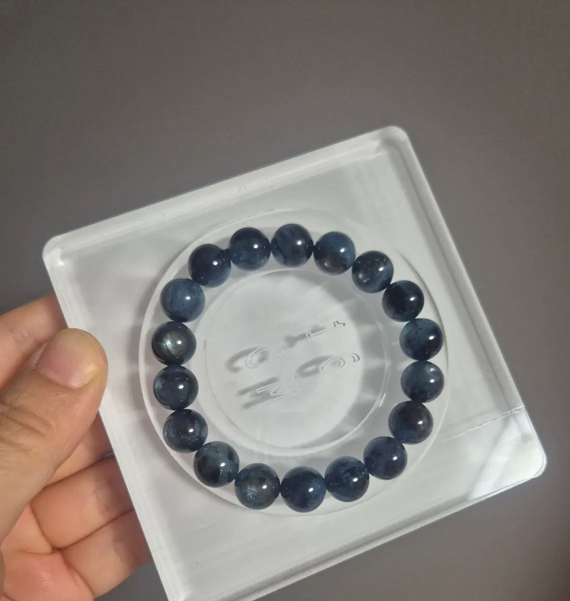 [감정서 포함] 천연 악마 아쿠아마린 팔찌 (약 11mm) / 희귀 딥블루 원석