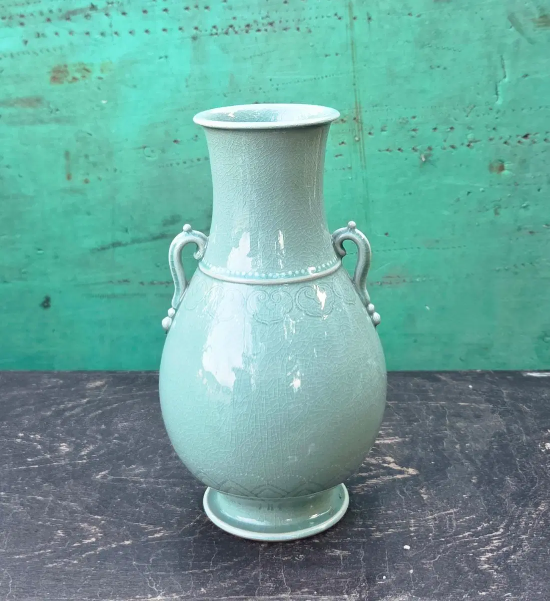 *여천 이연휴 도자기 비색청자 양이 자경병(33cm)