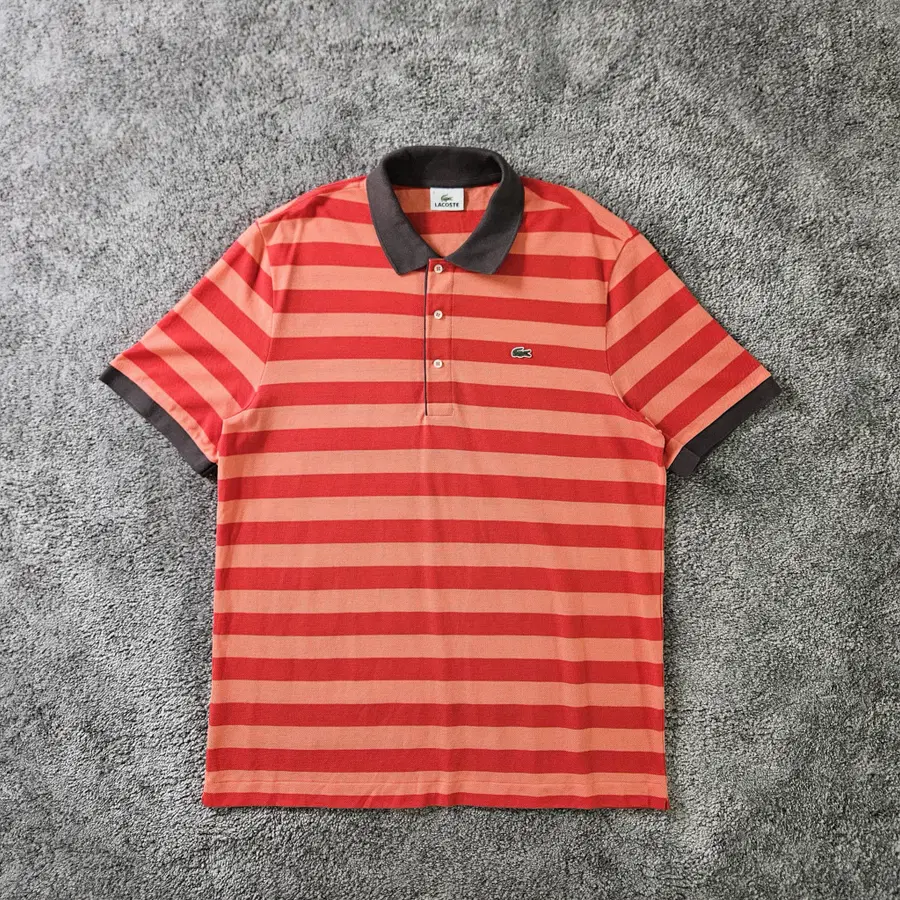 LACOSTE 단색 스트라이프 폴로 티셔츠