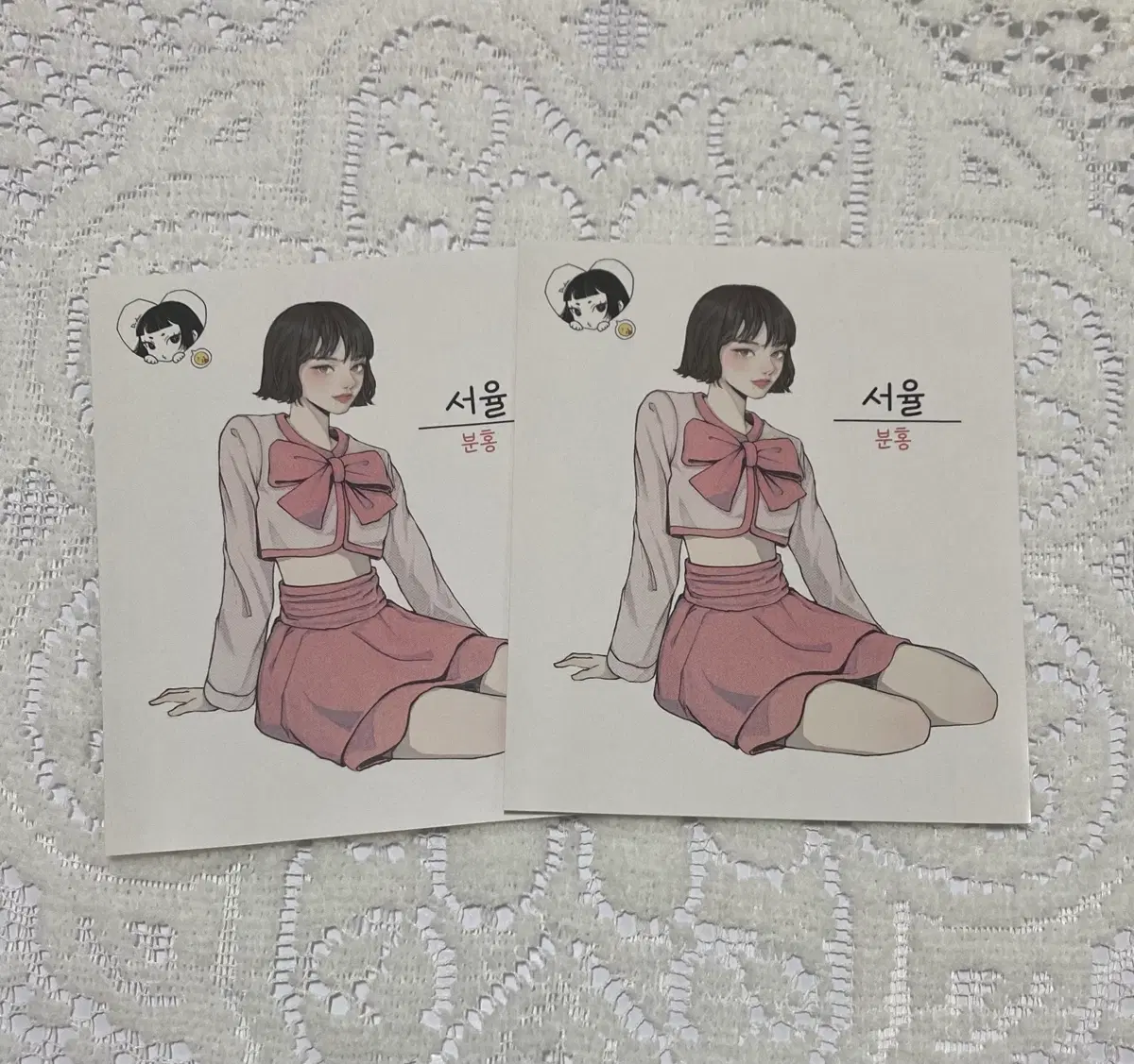 [인스] 단홍 / 서율 감성 인물 스티커 (분홍)