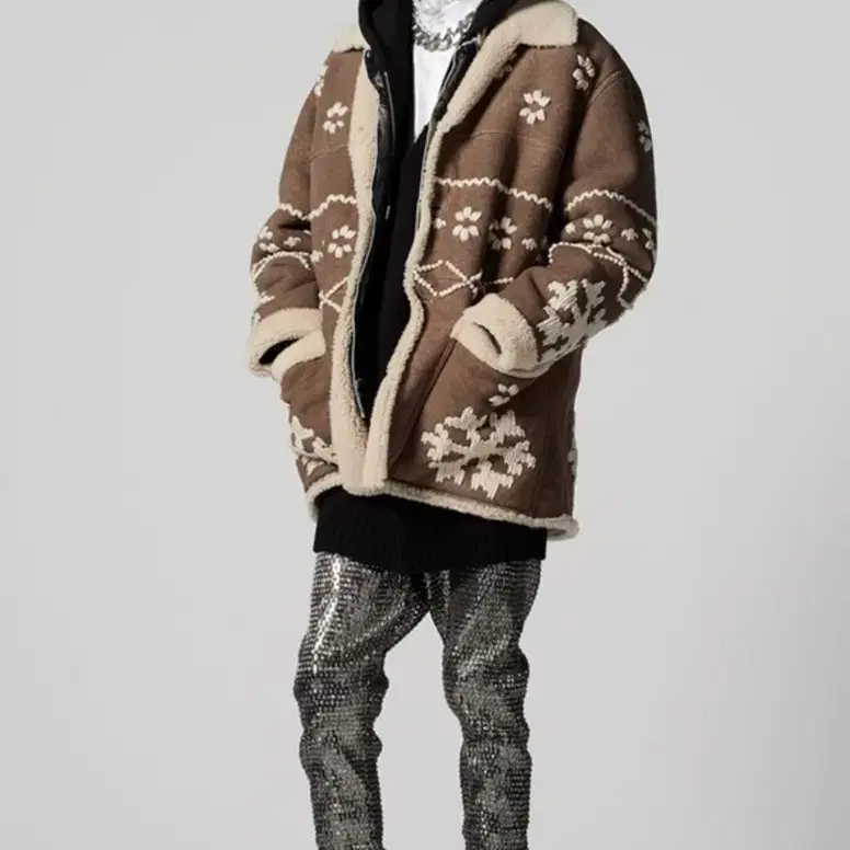 셀린느 21fw 브라운 양털 무스탕 시어링 코트 48 사진 1