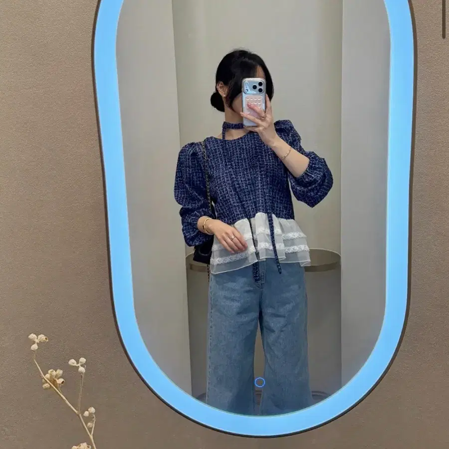 바이씨니 제작 타이샤 블라우스 네이비