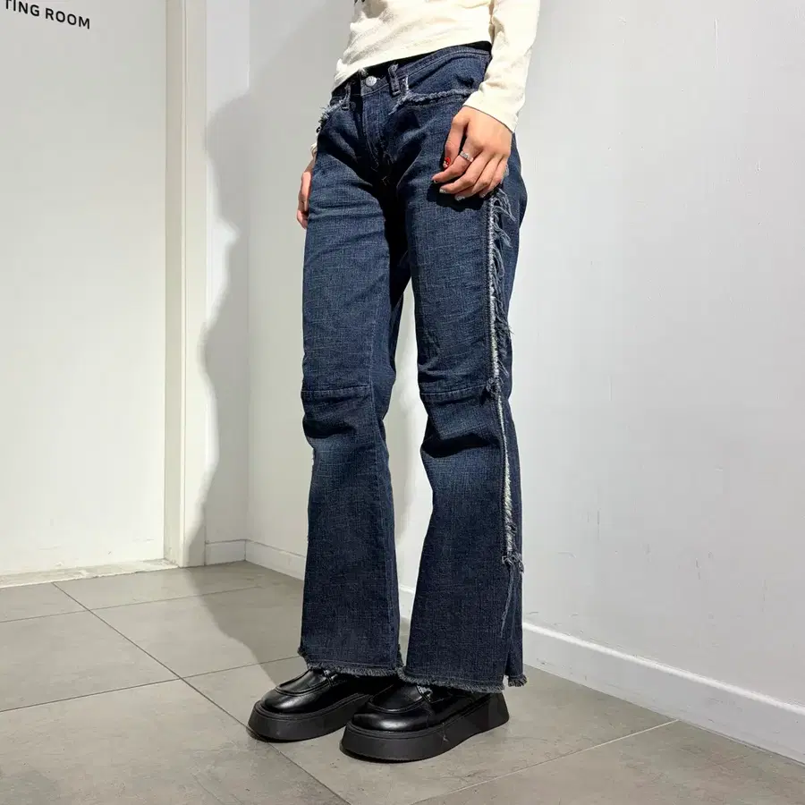 디젤 프린지 그런지 데님 부츠컷 팬츠 바지