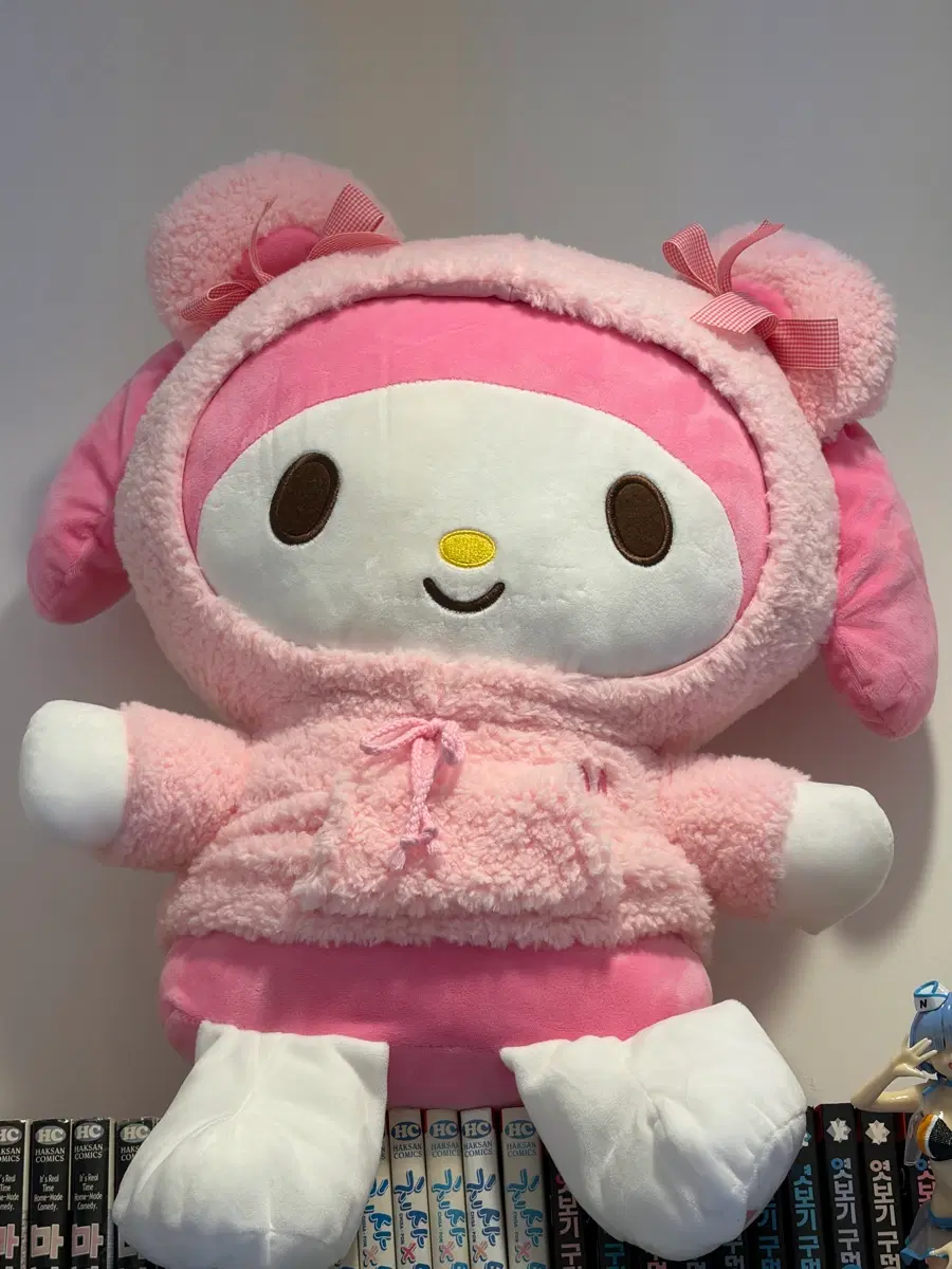 정품 마이멜로디 베어후드 인형 특대형 약45cm 팔아요