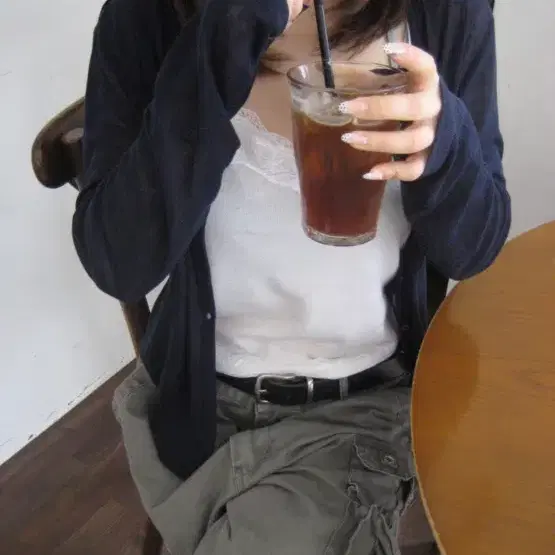 아워캐비넷 calm slim cardigan 네이비 navy 구해요
