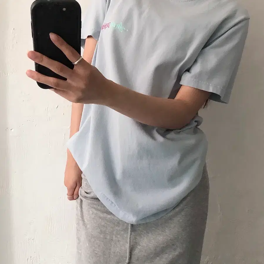 Stussy 올드 스투시 스카이블루 컬러 백로고 반팔 티셔츠