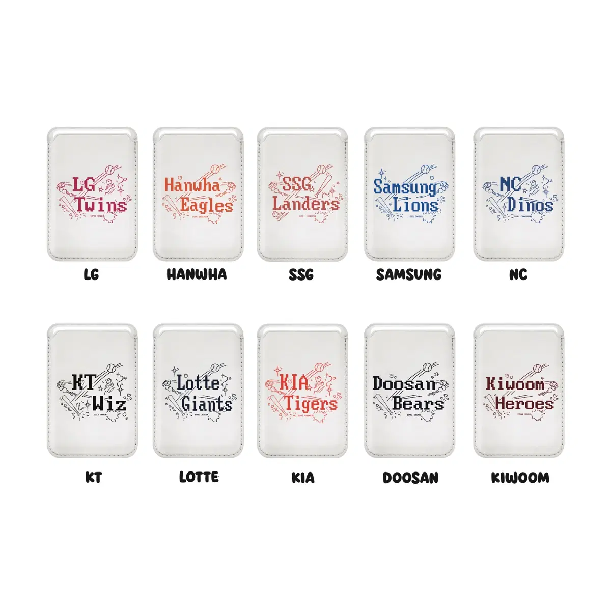 Kbo 맥세이프 카드지갑 화이트 블랙 실버 판매 / lg nc kt ssg 기아 롯데 한화 삼성 키움 두산 크보 유니폼 실착 포카