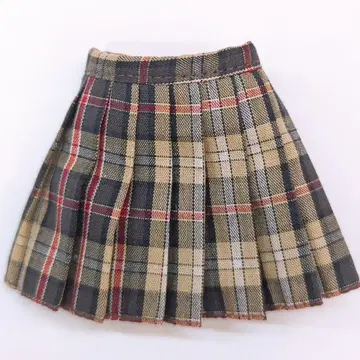 아존 1/6 인형 27cm 플리츠 타탄 체크 스커트 베이지 타탄