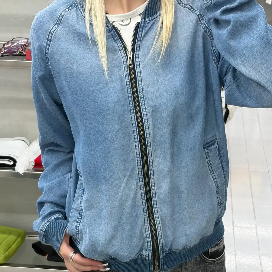 (M) 갭 라이트 워시 블루종 데님 자켓
