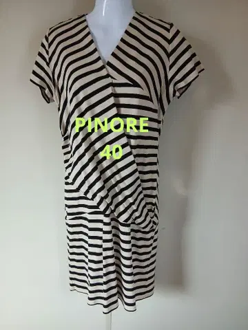 [ 미사용품 ] PINORE 피노레 보더 원피스 40