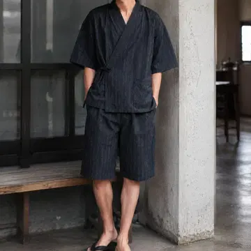 진베이 COMME CA DU MEN 블랙 스트라이프 vintage 모드