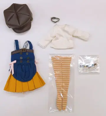 아존 퓨어니모 의상 다크 브라운 x 블루 PNXS 외출 헌팅 캡 & 에이프런 살로펫 세트