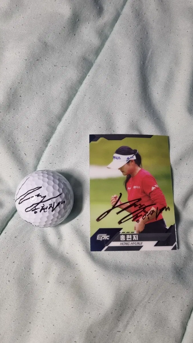 klpga 여자골프 홍현지 프로 친필 싸인 카드, 골프공
