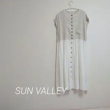 SUN VALLEY 바이컬러 린넨코튼 롱 원피스