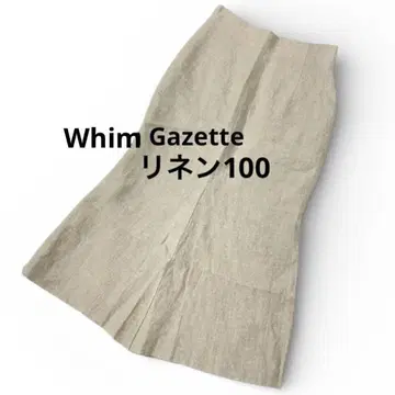 Whim Gazette 린넨 100% 롱 스커트 린넨 내추럴
