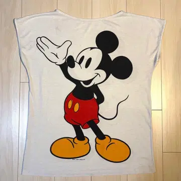 [80s] 미키마우스 탱크탑 화이트 USA제 빈티지