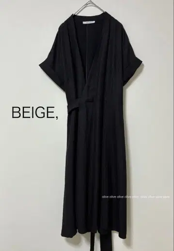 BEIGE, 베이지 카슈쿨 리본 원피스 포멀 네이비